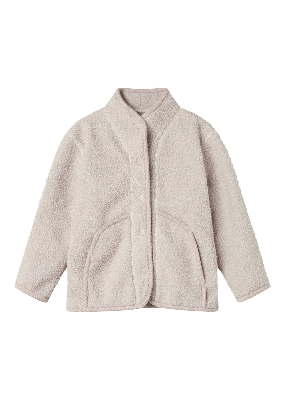 Beige fleece jacket with buttons and pockets for children