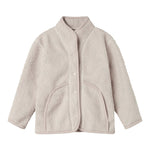 Beige fleece jacket with buttons and pockets for children
