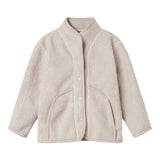 Beige fleece jacket with buttons and pockets for children