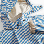 Blue striped raincoat with hat for children