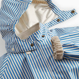 Blue striped raincoat with hat for children
