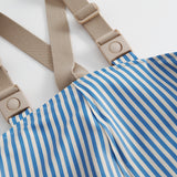 Blue striped rainbow pants with elastic and footies for children