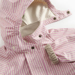 Red and striped raincoat with a hood, sleeves for children