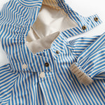 Blue striped raincoat with hat and booties for baby