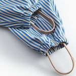 Blue striped raincoat with hat and booties for baby