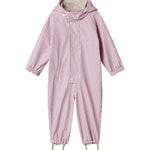 Red and white striped raincoat with hat and booties for baby