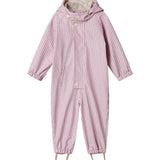 Red and white striped raincoat with hat and booties for baby