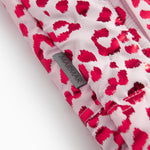 Red thermal onesie with leopard print for baby