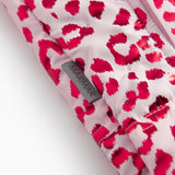 Red thermal onesie with leopard print for baby