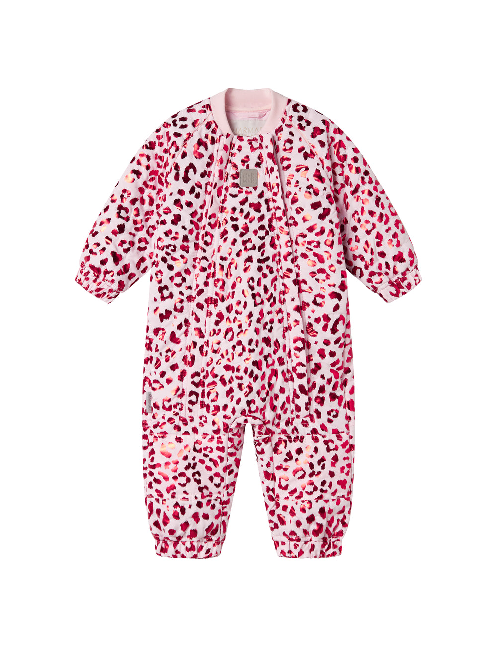 Red thermal onesie with leopard print for baby