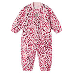 Red thermal onesie with leopard print for baby