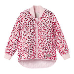 Red thermal jacket with leopard print for children