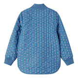 Blå termo jakke med blomstret print til barn