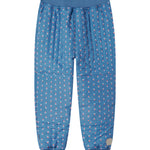 Blue thermal pants with floral print for children