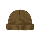 Brun strikket hue til børn med ombukket kant