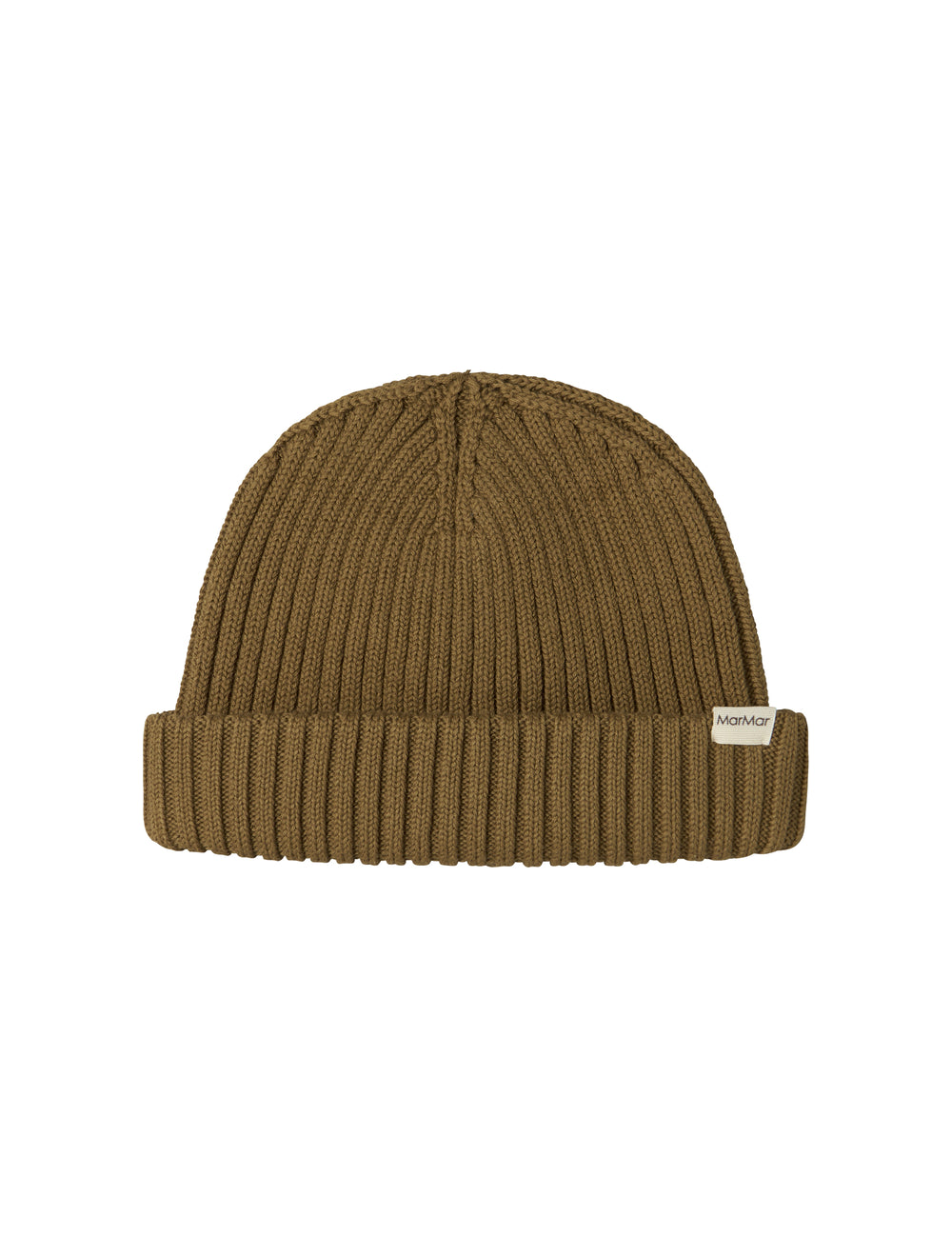 Striped hat for children with a turned-up edge.