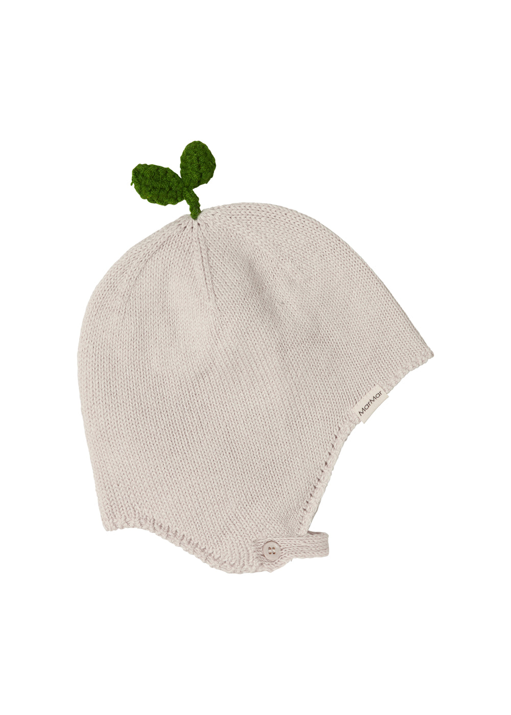 Strikket hue til baby med lille topdetalje