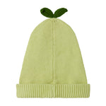 Lysegrøn strikhue med blad til baby