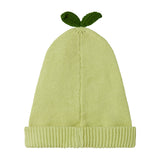 Lysegrøn strikhue med blad til baby
