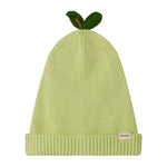 Green striped hat with leaf for baby