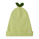 Green striped hat with leaf for baby