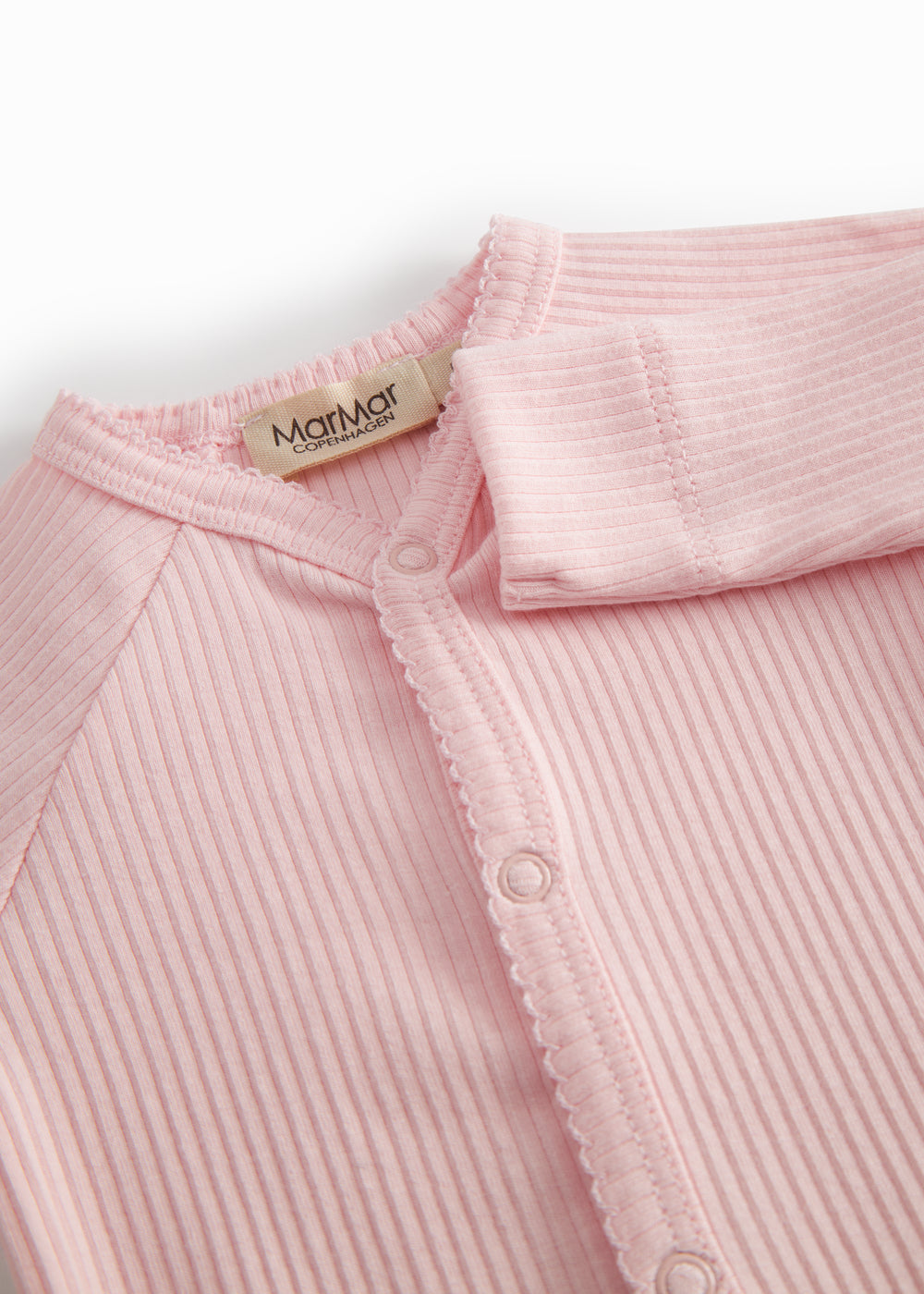 Langærmet lyserød baby bodystocking til nyfødte