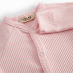 Langærmet lyserød baby bodystocking til nyfødte