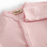 Langærmet lyserød baby bodystocking til nyfødte