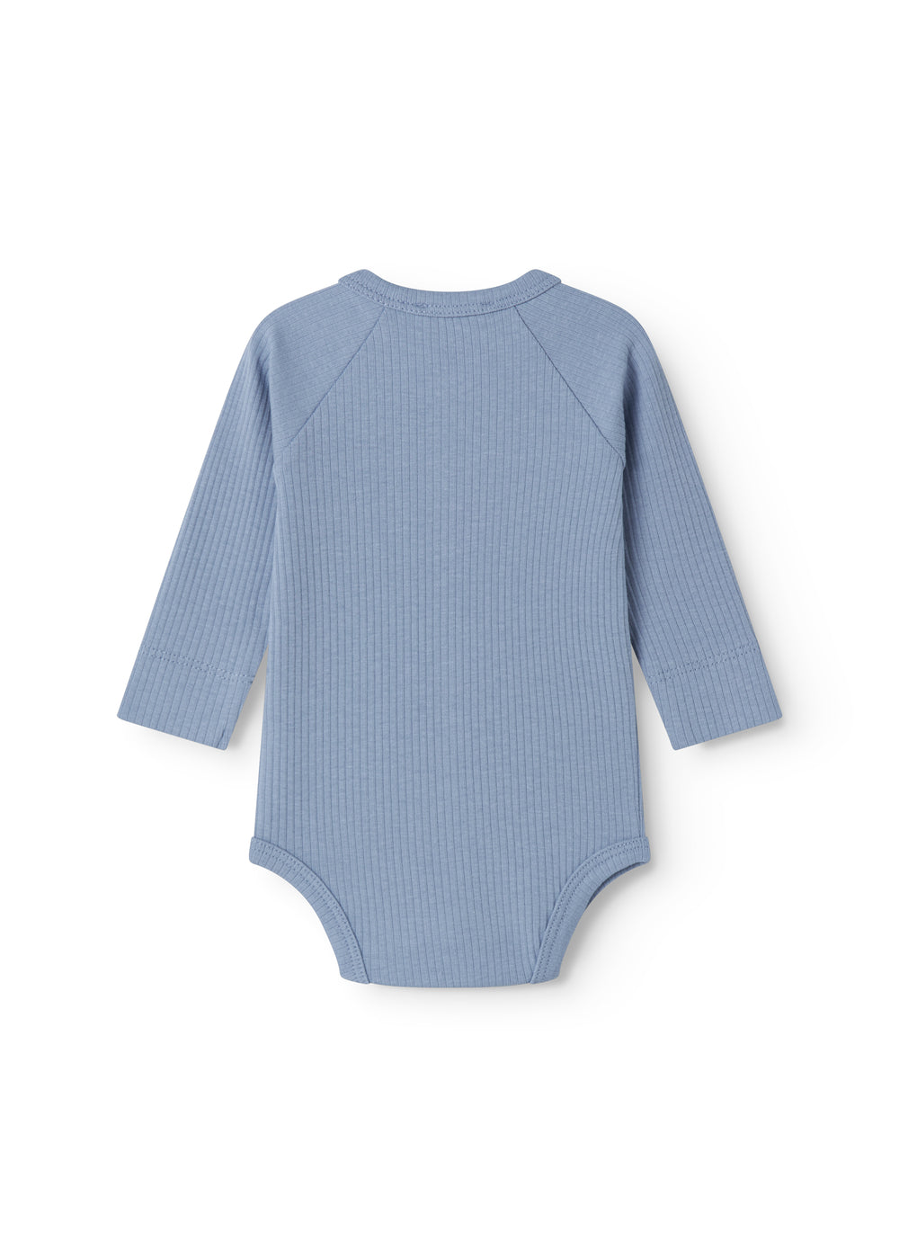 Langærmet lyseblå baby bodystocking til nyfødte