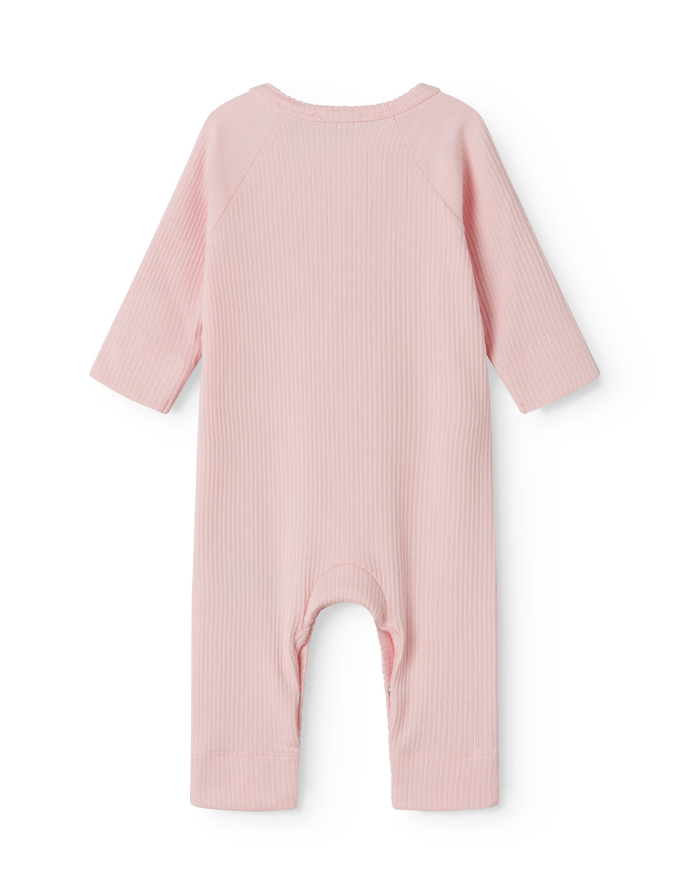 Lyserød langærmet baby heldragt med knapper