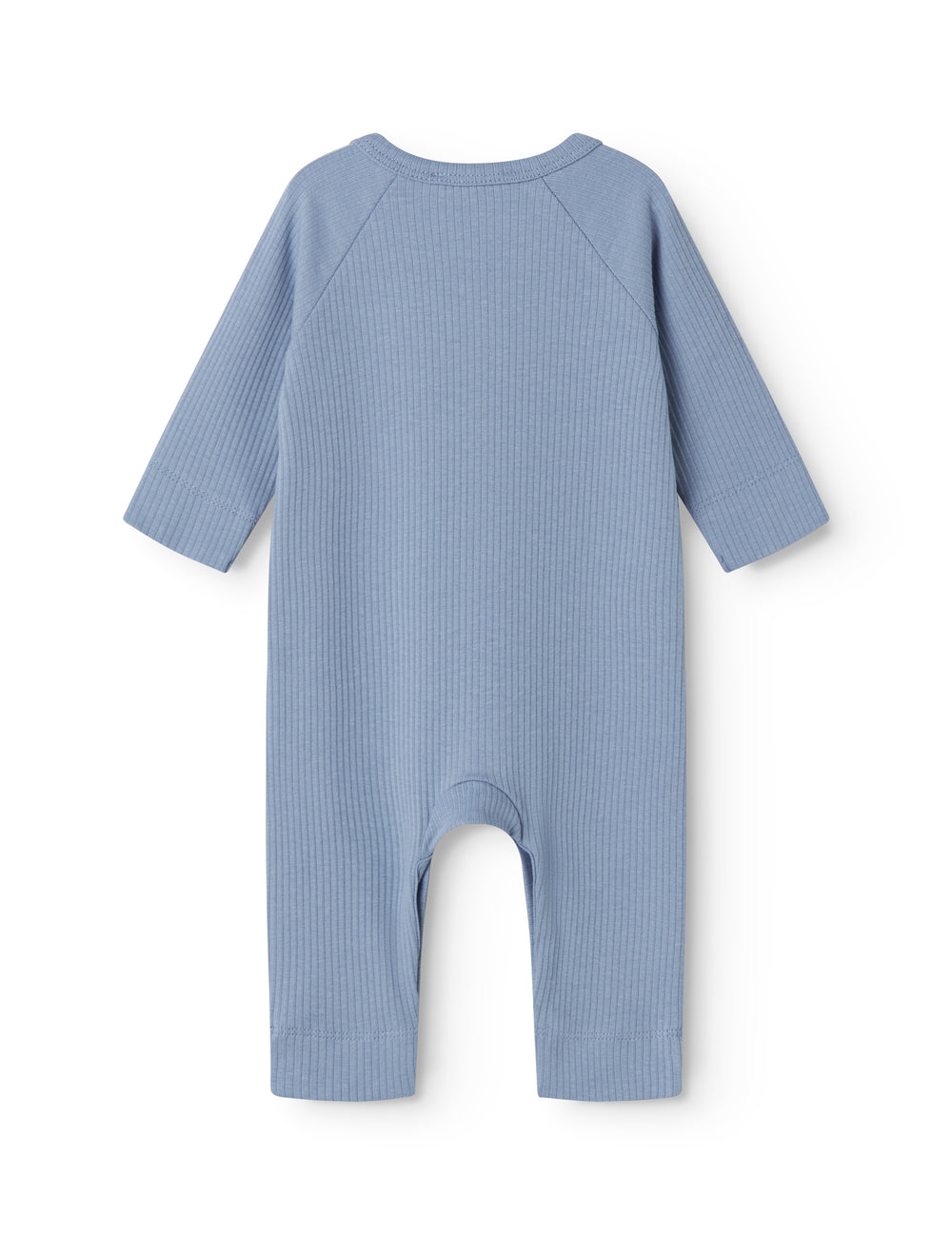 Lyseblå langærmet baby heldragt med knapper