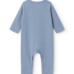 Lyseblå langærmet baby heldragt med knapper