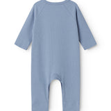 Lyseblå langærmet baby heldragt med knapper