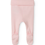 Lyserøde babybukser med fødder til de nyfødte