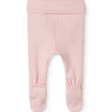 Lyserøde babybukser med fødder til de nyfødte