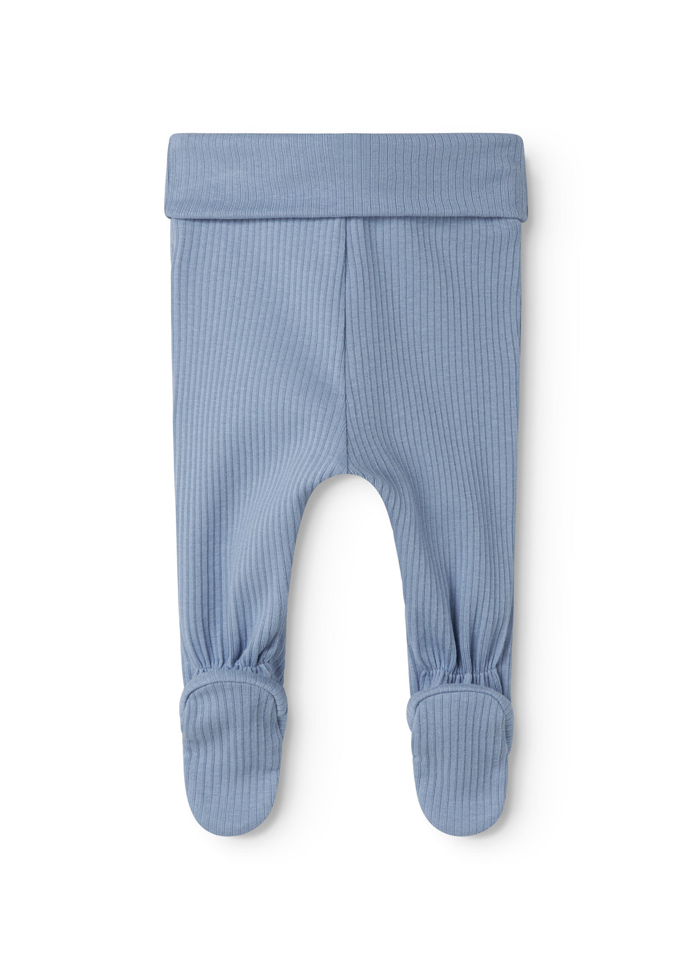 Lyseblå babybukser med fødder til de nyfødte