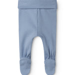 Lyseblå babybukser med fødder til de nyfødte