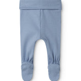 Lyseblå babybukser med fødder til de nyfødte