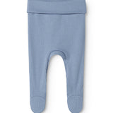 Light blue baby pants with feet for newborns
