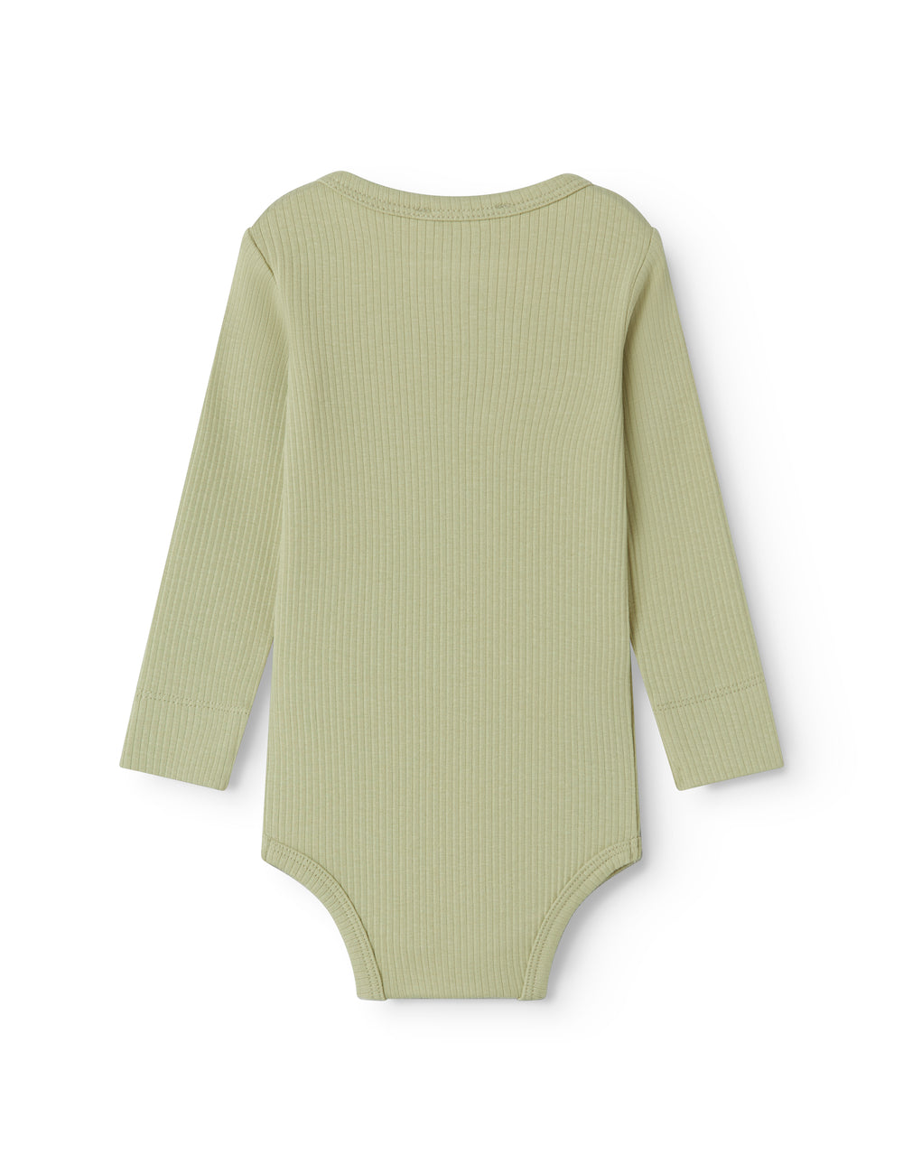 Lysegrøn langærmet baby bodystocking med stolpe knaplukning