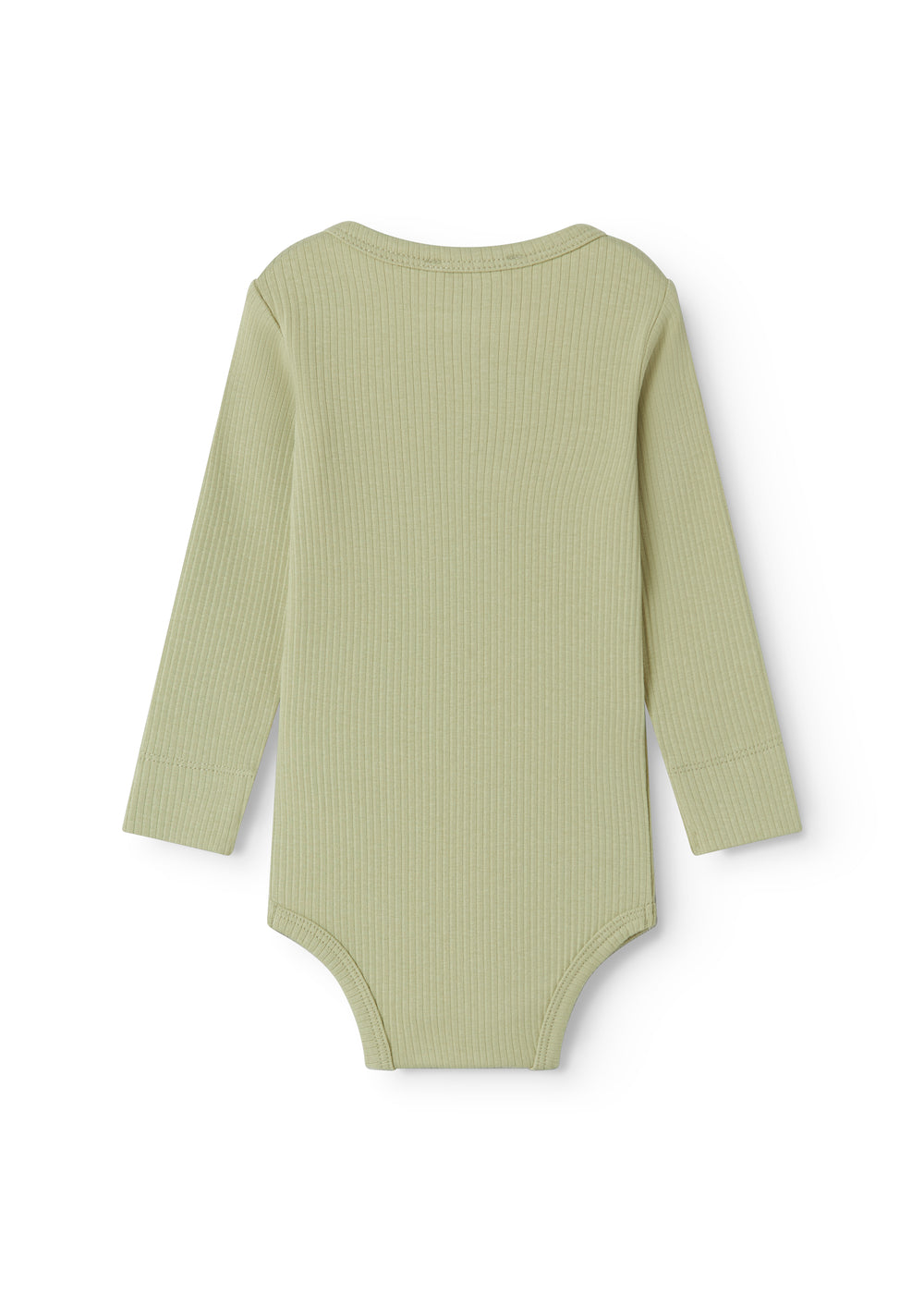 Lysegrøn langærmet baby bodystocking med stolpe knaplukning