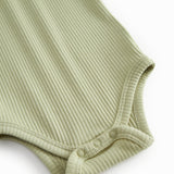 Green baby pants in ribbed modal.