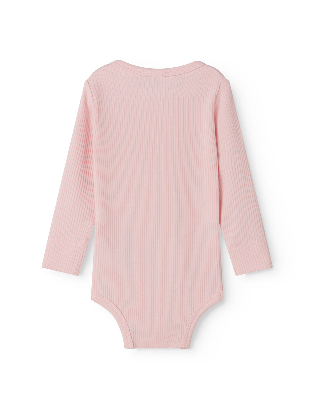 Lyserød langærmet baby bodystocking med stolpe knaplukning