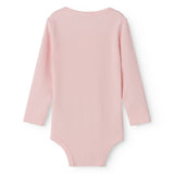 Lyserød langærmet baby bodystocking med stolpe knaplukning