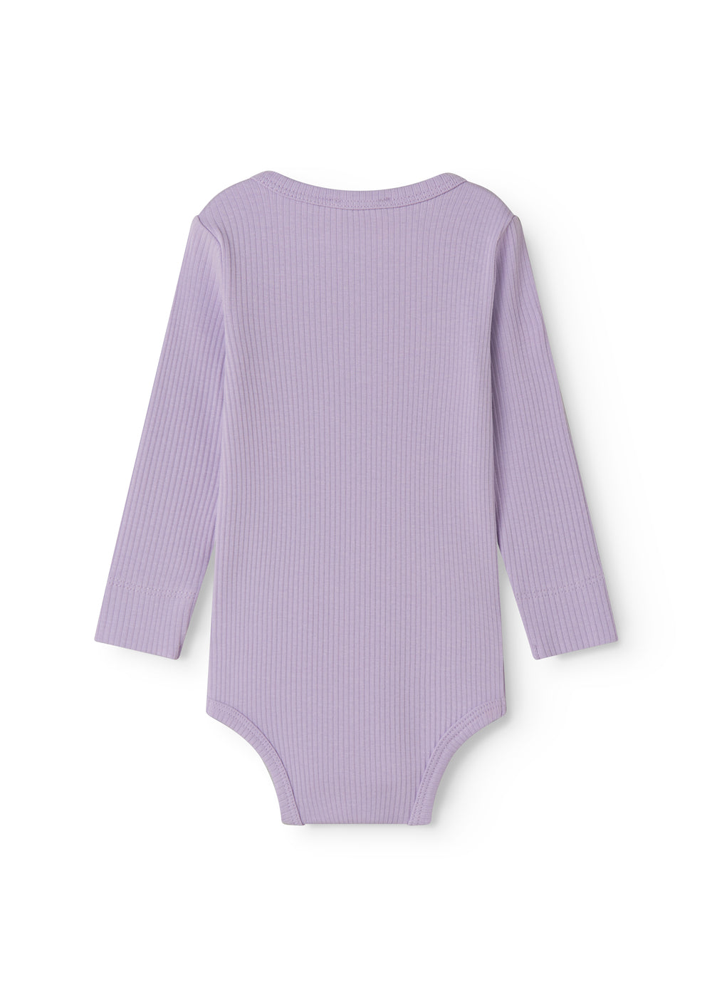 Langærmet baby modal bodystocking med stolpe knaplukning i lilla nuance