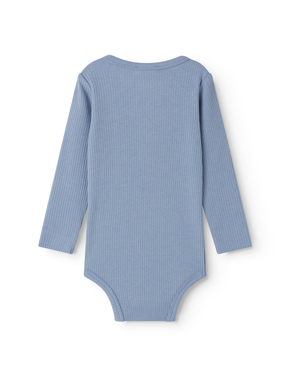 Lyseblå langærmet baby bodystocking med stolpe knaplukning