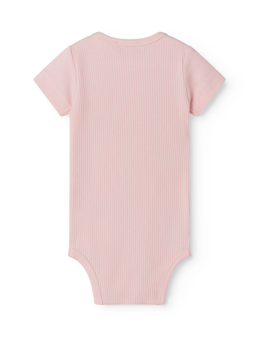 Lyserød kortærmet baby bodystocking med stolpe knaplukning