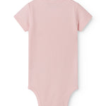 Lyserød kortærmet baby bodystocking med stolpe knaplukning