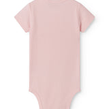 Lyserød kortærmet baby bodystocking med stolpe knaplukning