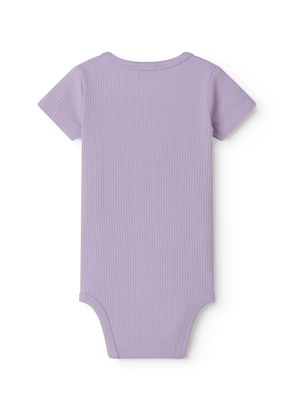 Kortærmet baby modal bodystocking med stolpe knaplukning i lilla nuance